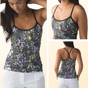 LULULEMON Power Y Tank Sz 4 Floral Sport White Multi